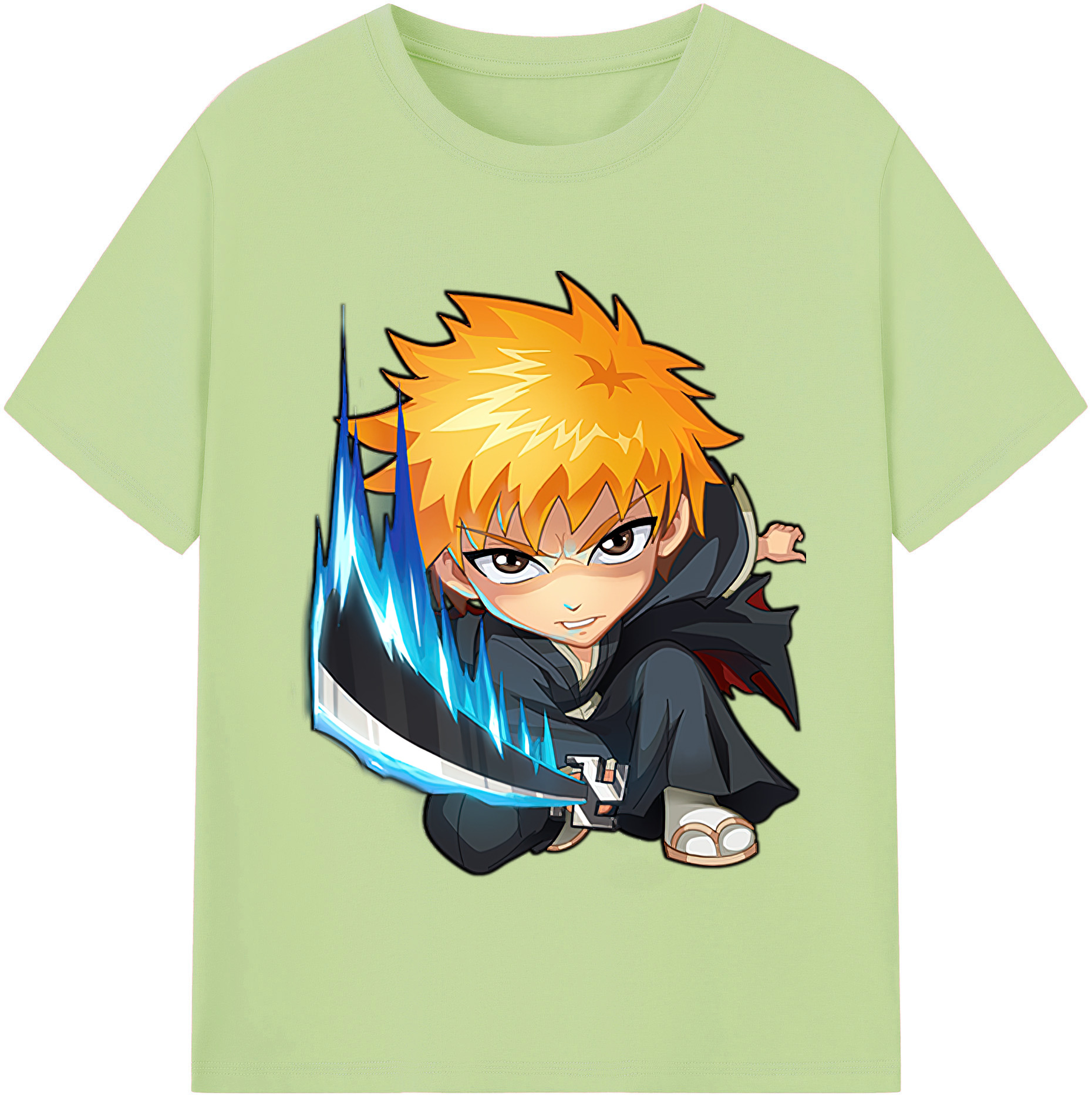（画像用） ブリーチ 黒崎一護（くろさき いちご）BLEACH Kurosaki Ichigo 綿100％半袖Tシャツ（フロントプリント）